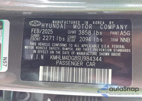 2025 Hyundai Elantra Sel Sport из США, поврежденный, VIN KMHLM4DG8SU984344